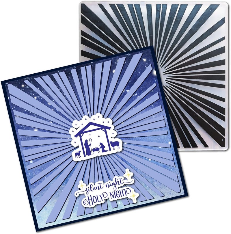 Arbuya Rays of Light Embossing Folders for Card Making Sunshine Rays Embossing Folder for Gift Tag Paper Crafting Home Decoration - Image 1